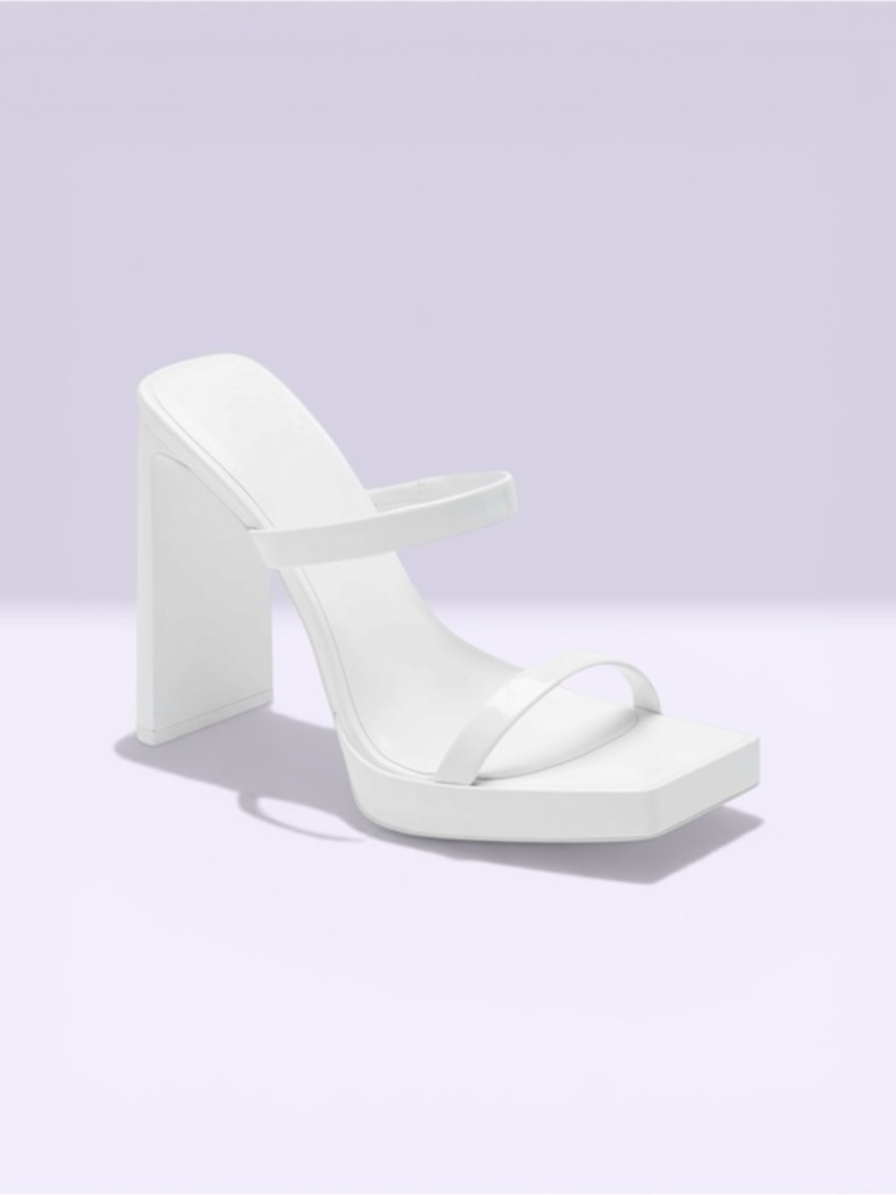 Jeffrey Campbell White Square-Strap Block Heel Slides